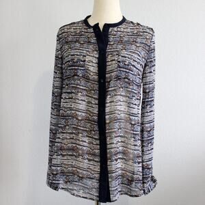 Dani Collection Colorful Patterned Blouse Top Size Medium Long/Short Sleeve